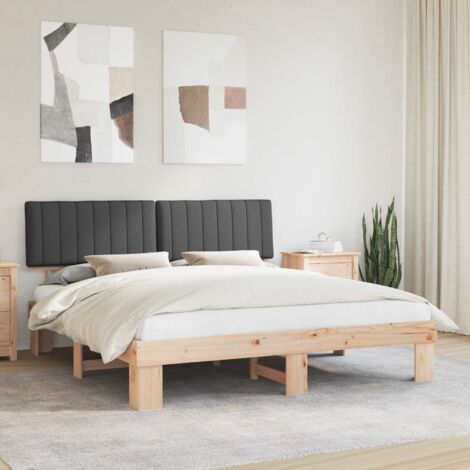 Estructura de Cama con Cabecera Tapizada Gris oscuro