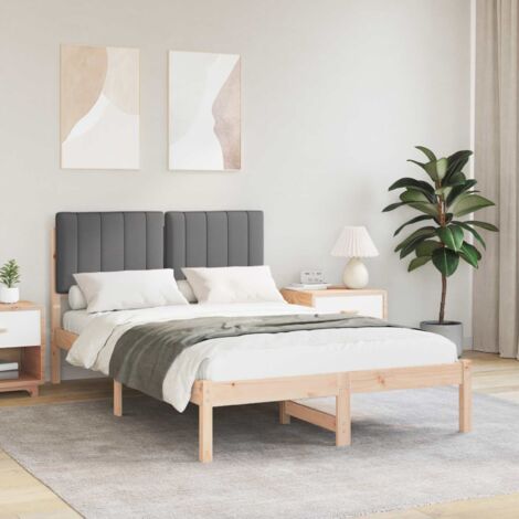 Estructura de Cama con Cabecera Tapizada Gris oscuro