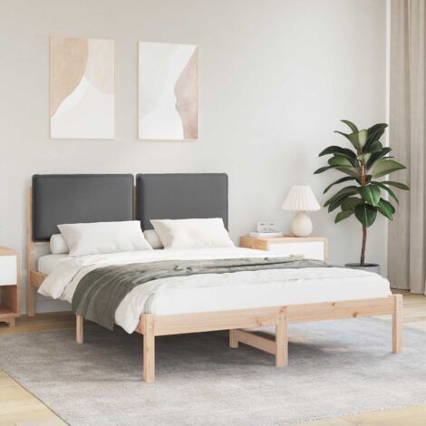 Estructura de Cama con Cabecera Tapizada Gris oscuro