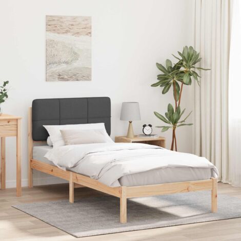 Estructura de Cama con Cabecera Tapizada Gris oscuro