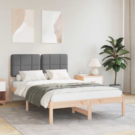 Estructura de Cama con Cabecera Tapizada Gris oscuro