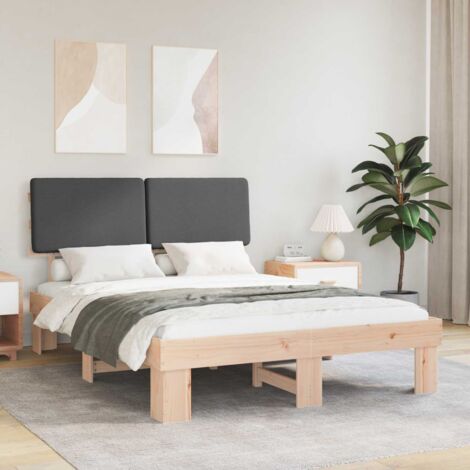 Estructura de Cama con Cabecera Tapizada Gris oscuro