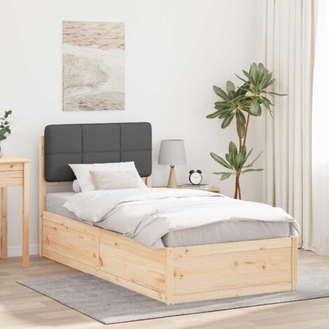 Estructura de Cama con Cabecera Tapizada Gris oscuro