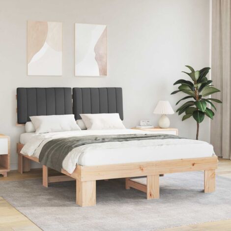 Estructura de Cama con Cabecera Tapizada Gris oscuro
