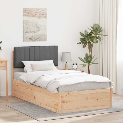 Estructura de Cama con Cabecera Tapizada Gris oscuro