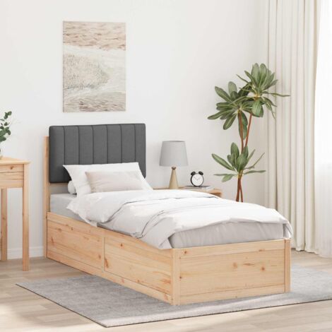 Estructura de Cama con Cabecera Tapizada Gris oscuro