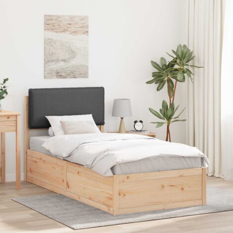 Estructura de Cama con Cabecera Tapizada Gris oscuro
