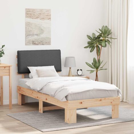 Estructura de Cama con Cabecera Tapizada Gris oscuro