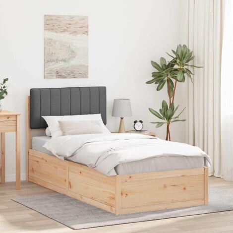 Estructura de Cama con Cabecera Tapizada Gris oscuro