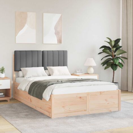 Estructura de Cama con Cabecera Tapizada Gris oscuro