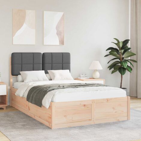 Estructura de Cama con Cabecera Tapizada Gris oscuro