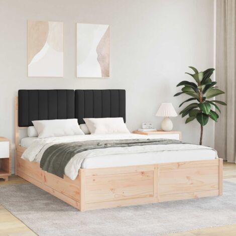 Estructura de Cama con Cabecera Tapizada Gris oscuro vidaXL