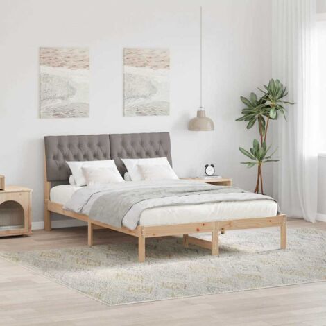 Estructura de Cama con Cabecera Tapizada Marrón 150 x 200 cm