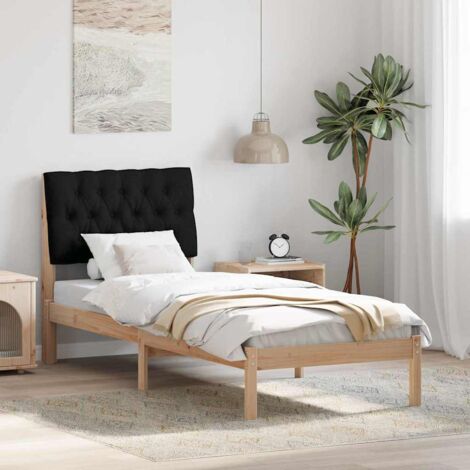 Estructura de Cama con Cabecera Tapizada Marrón 75 x 190 cm