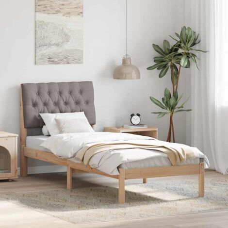 Estructura de Cama con Cabecera Tapizada Marrón 75 x 190 cm