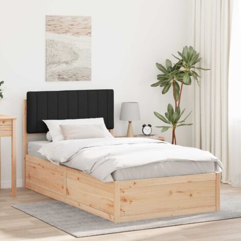 Estructura de Cama con Cabecera Tapizada Negro 100 x 200 cm