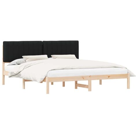 Estructura de Cama con Cabecera Tapizada Negro 180 x 200 cm