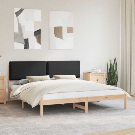 Estructura de Cama con Cabecera Tapizada Negro 180 x 200 cm