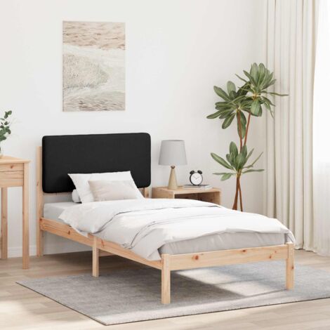 Estructura de Cama con Cabecera Tapizada Negro 75 x 190 cm