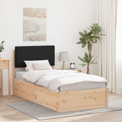 Estructura de Cama con Cabecera Tapizada Negro 75 x 190 cm