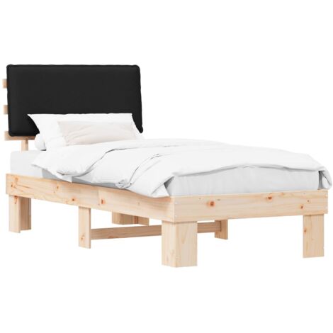 Estructura de Cama con Cabecera Tapizada Negro 75 x 190 cm vidaXL