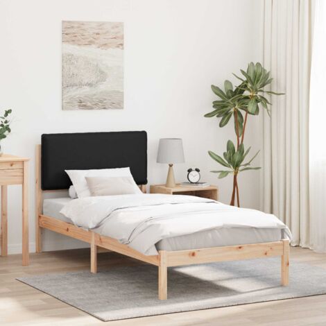Estructura de Cama con Cabecera Tapizada Negro 80 x 200 cm