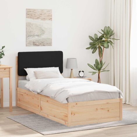 Estructura de Cama con Cabecera Tapizada Negro 80 x 200 cm