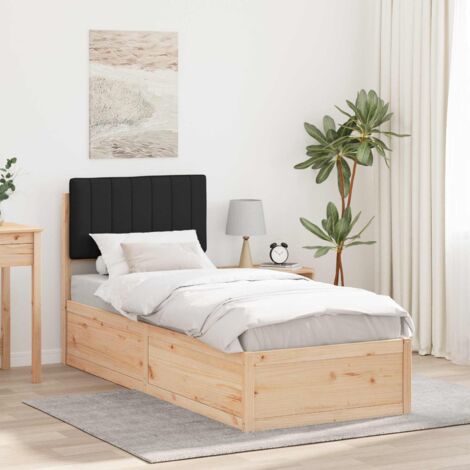 Estructura de Cama con Cabecera Tapizada Negro 80 x 200 cm