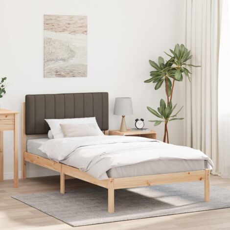Estructura de Cama con Cabecera Tapizada Taupé 100 x 200 cm