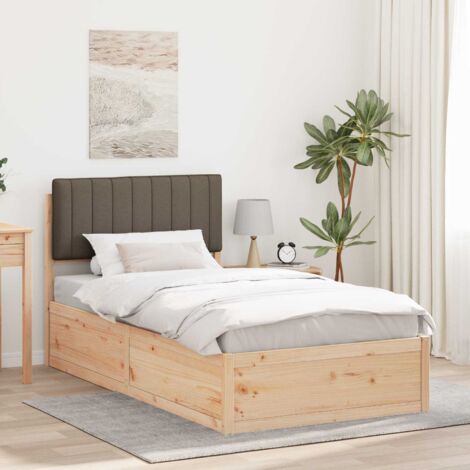 Estructura de Cama con Cabecera Tapizada Taupé 100 x 200 cm