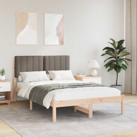Estructura de Cama con Cabecera Tapizada Taupé 120 x 190 cm