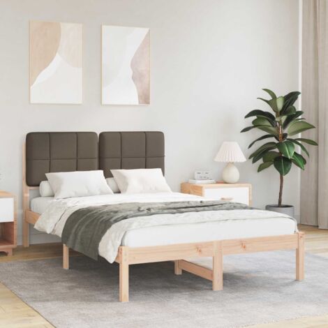 Estructura de Cama con Cabecera Tapizada Taupé 120 x 190 cm