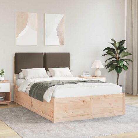 Estructura de Cama con Cabecera Tapizada Taupé 120 x 190 cm