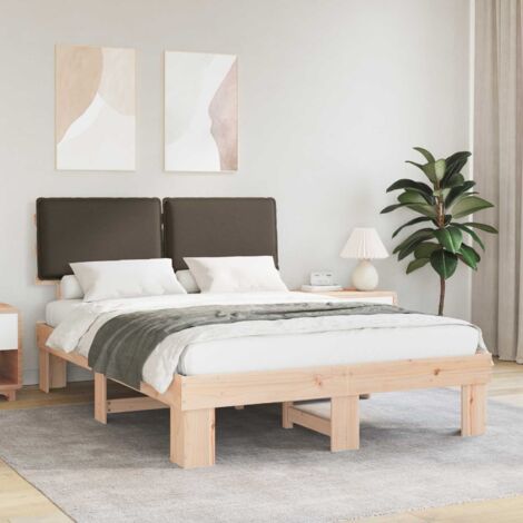 Estructura de Cama con Cabecera Tapizada Taupé 150 x 200 cm