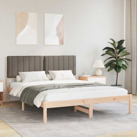Estructura de Cama con Cabecera Tapizada Taupé 160 x 200 cm