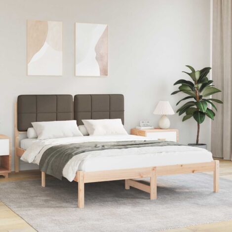 Estructura de Cama con Cabecera Tapizada Taupé 160 x 200 cm