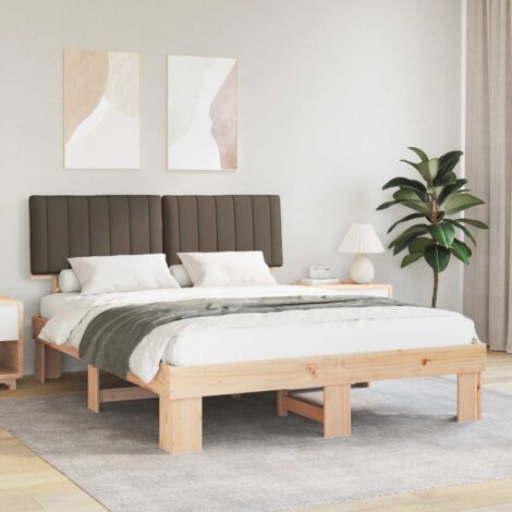 Estructura de Cama con Cabecera Tapizada Taupé 160 x 200 cm