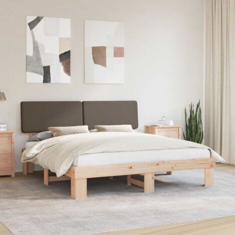 Estructura de Cama con Cabecera Tapizada Taupé 180 x 200 cm