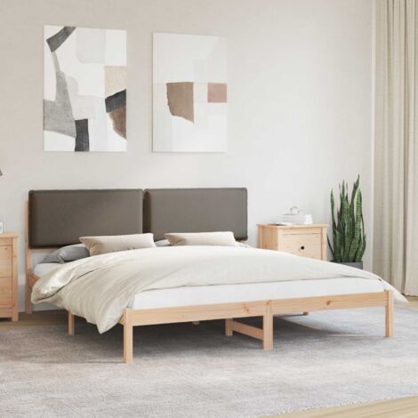 Estructura de Cama con Cabecera Tapizada Taupé 180 x 200 cm