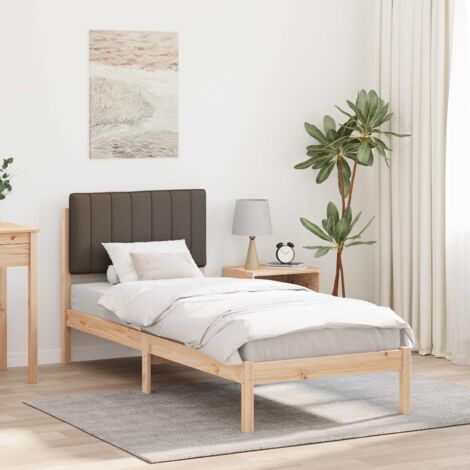 Estructura de Cama con Cabecera Tapizada Taupé 75 x 190 cm
