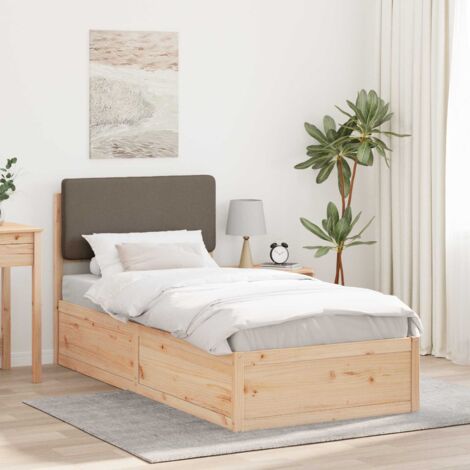 Estructura de Cama con Cabecera Tapizada Taupé 75 x 190 cm
