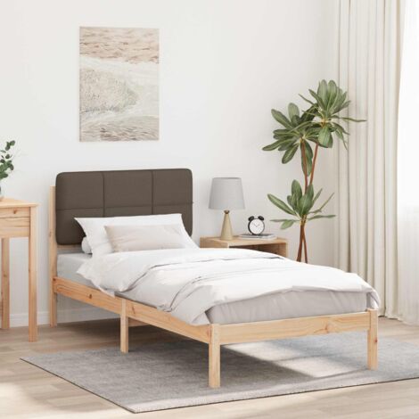 Estructura de Cama con Cabecera Tapizada Taupé 80 x 200 cm