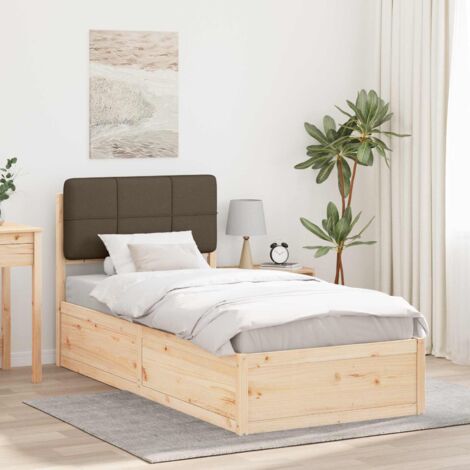 Estructura de Cama con Cabecera Tapizada Taupé 80 x 200 cm