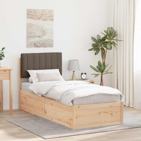 Estructura de Cama con Cabecera Tapizada Taupé 80 x 200 cm