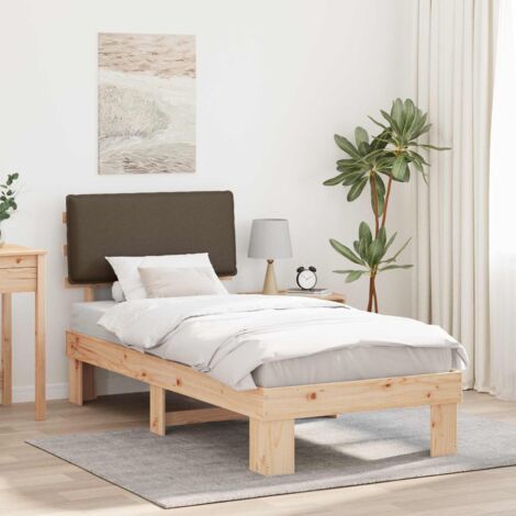 Estructura de Cama con Cabecera Tapizada Taupé 90 x 190 cm
