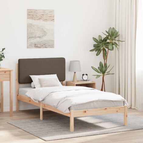 Estructura de Cama con Cabecera Tapizada Taupé 90 x 200 cm