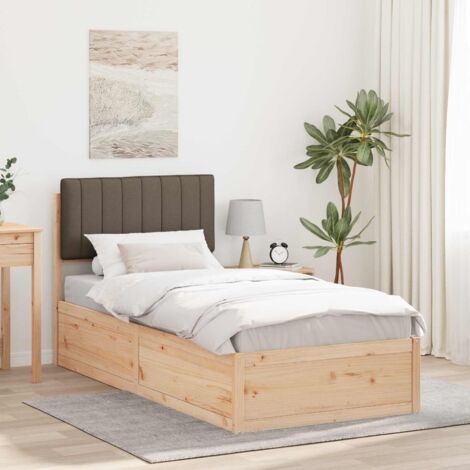 Estructura de Cama con Cabecera Tapizada Taupé 90 x 200 cm