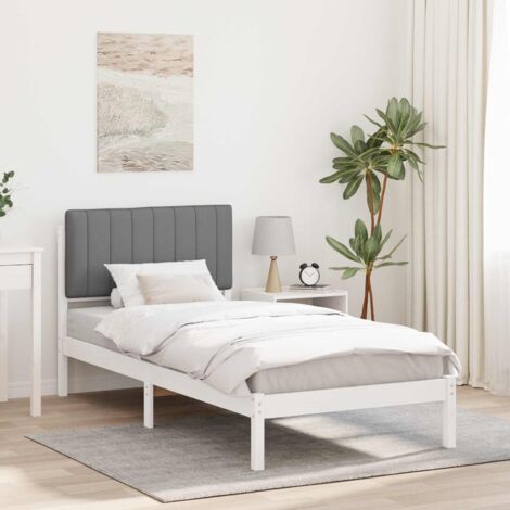 Estructura de Cama con Cabecera Tapizada y Gris Claro