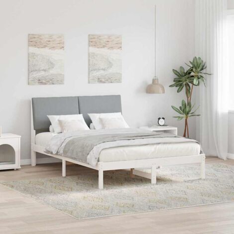 Estructura de cama con cabecera y gris claro 150 x 200 cm