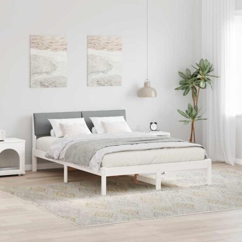 Estructura de cama con cabecera y gris claro 160 x 200 cm